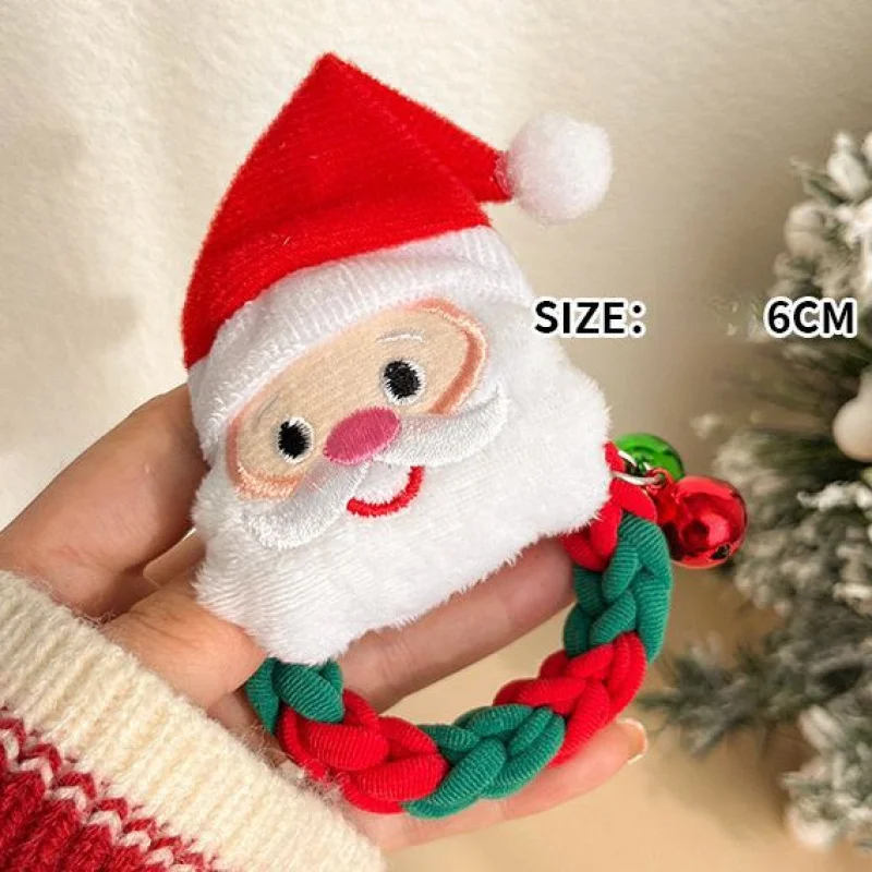 1Pcs Cartoon Deer Cookie Claus Elk Christmas Braided Hair Rope Cute Girls Hair Bands New Year Party Akcesoria