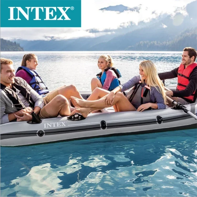 Original INTEX Excursion 5 Boat Five Person 68325 Inflatable Rowing Boats PVC Kayak Color Box Packing Set With Pump Oars Bag