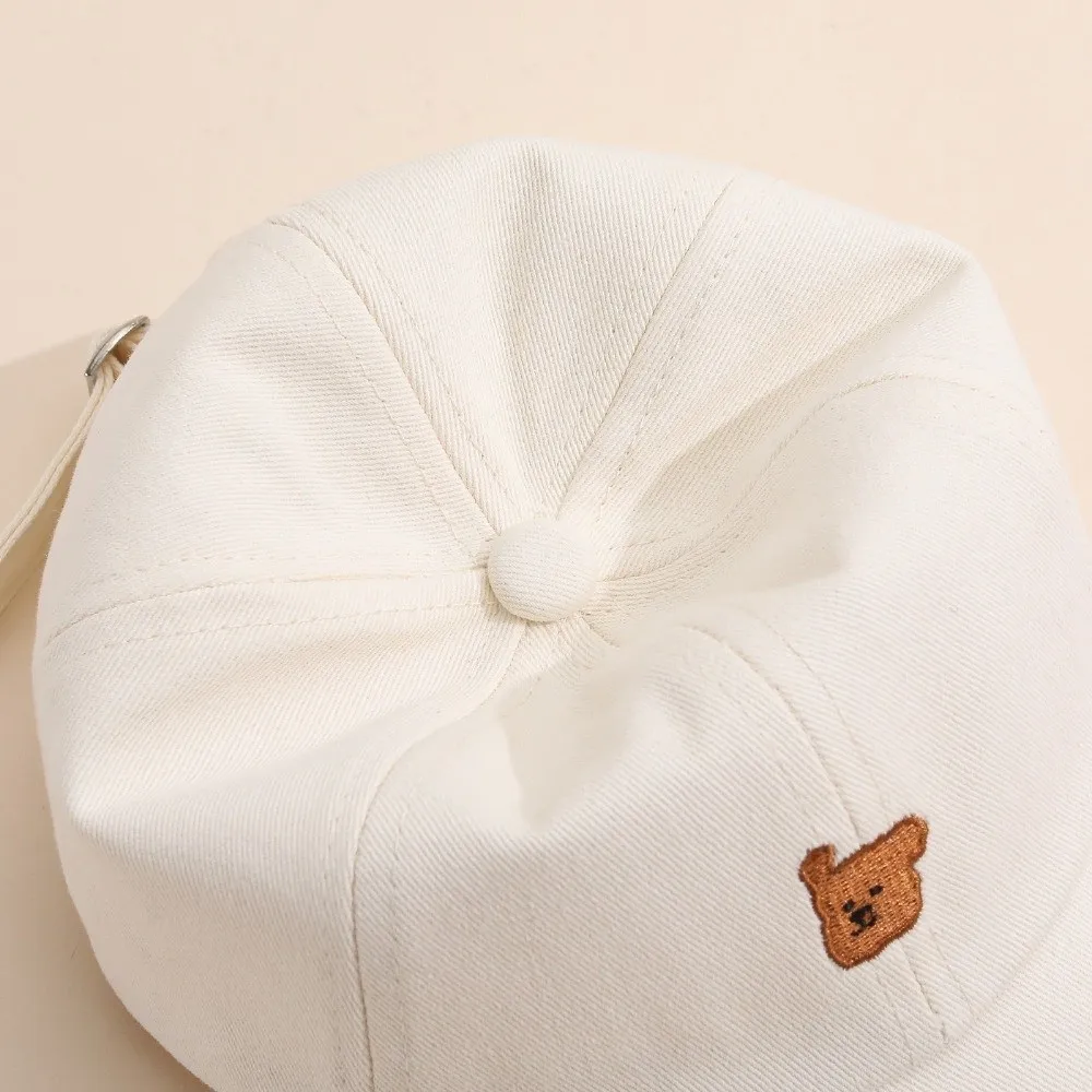 

Модная однотонная бейсболка с вышивкой мультяшного медведя, повседневная кепка с козырьком, солнцезащитная кепка для активного отдыха