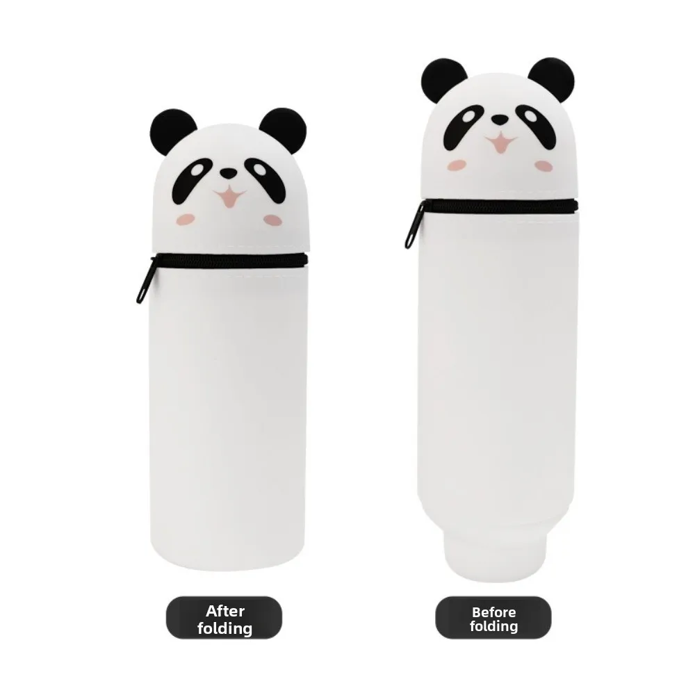 1pc Cute Foldable Pencil Case Animal Shape Dirt Resistant Pen Container Broken-resistant Silicone Animal Pencil Case School Use
