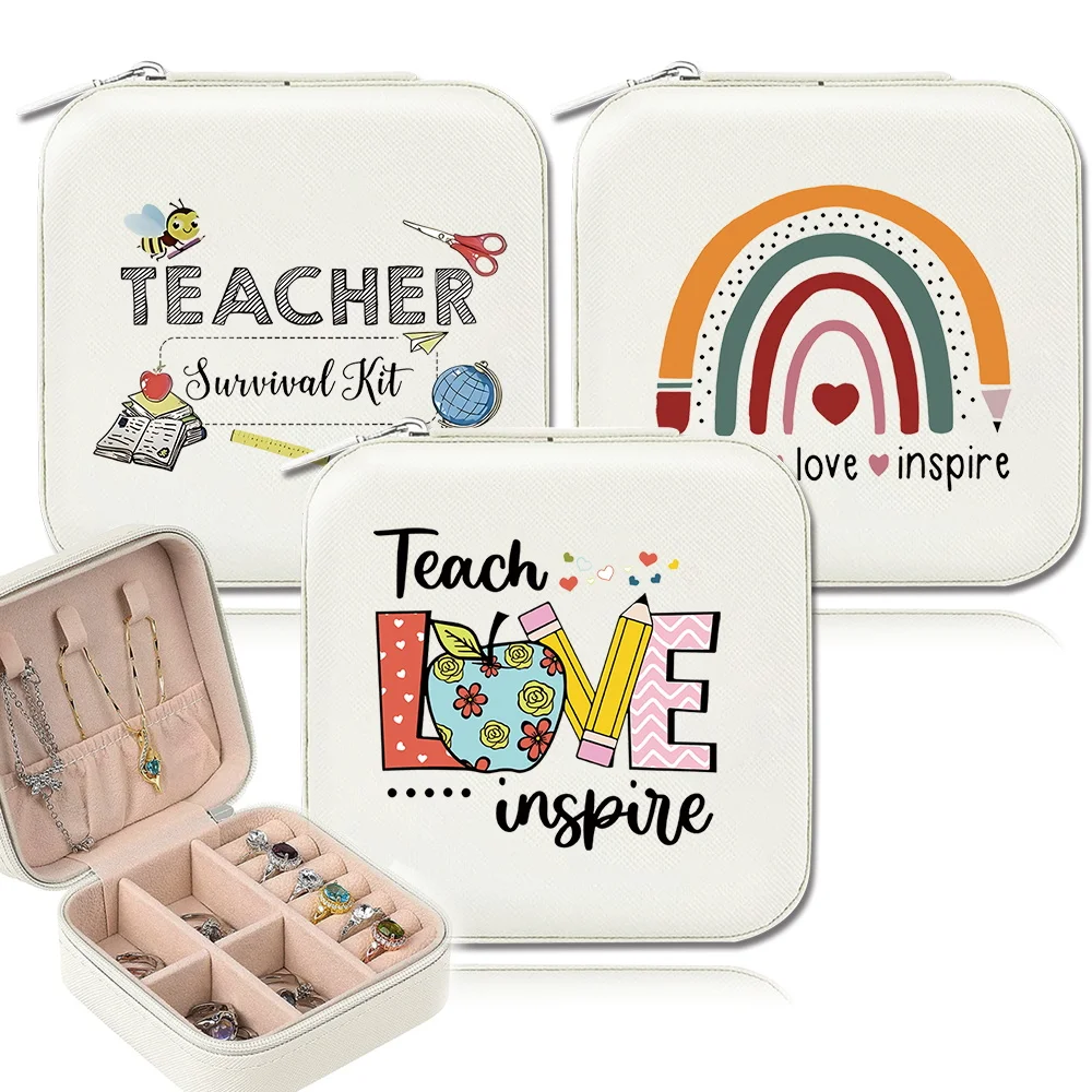 

Шкатулка для украшений с узором «Учитель», настольный органайзер для ожерелий и колец, водонепроницаемый футляр из искусственной кожи, портативный кейс для ювелирных изделий