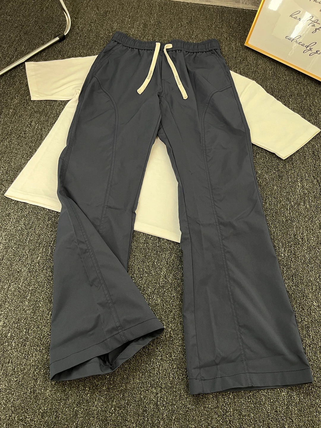 

Bla Ice Silk повседневные брюки мужские летние американские брюки тонкие прямые тонкие расклешенные брюки молодежные витали из полиэфирного волокна