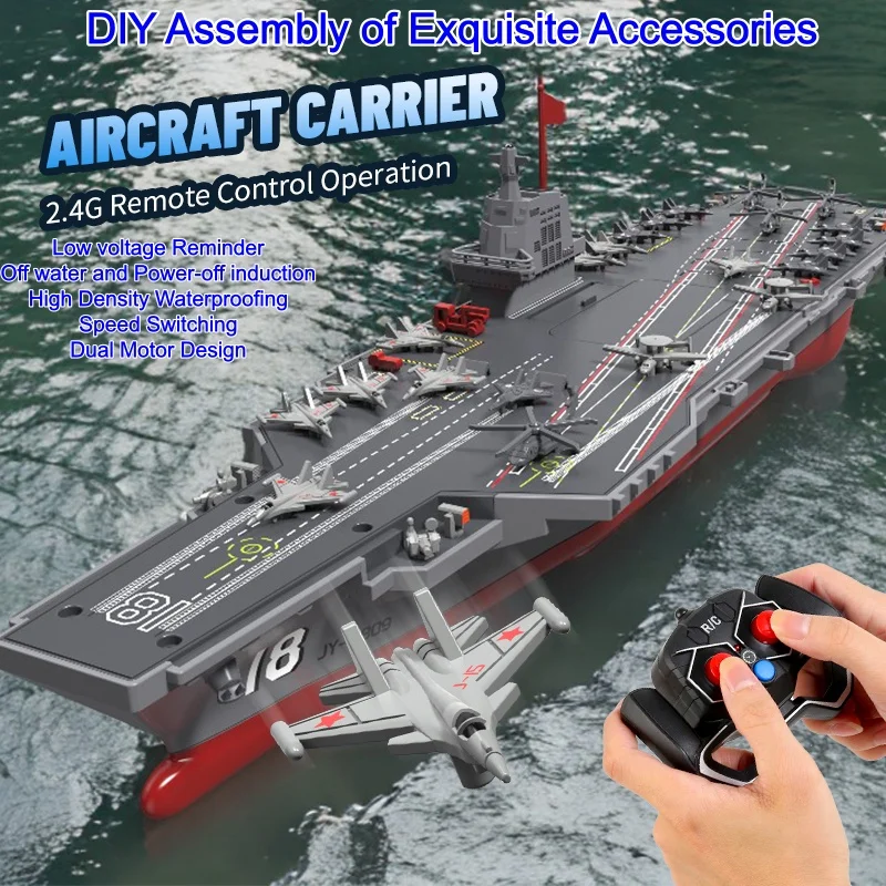 

Remote Control Ship Speedboat DIY Assembly Exquisite Accessories 2.4G Simulated Aircraft Carrier Model Remote Controlled Boat