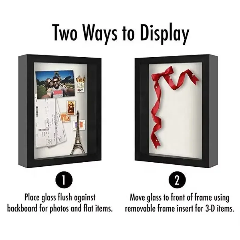 Custom all black and white walnut3CM 5CM deep 8x 8 16x 16 inches A3 A4 3D wall painting picture frame shadow box photo frame