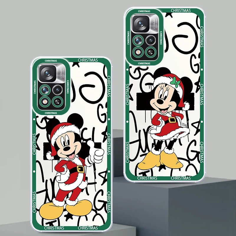 Disney Christmas Mickey Minnie For Xiaomi Redmi Note 12 Pro 12S 10 11 9T K40 12C 10C 9C 4G 5G Transparent Angel Eyes Phone Case