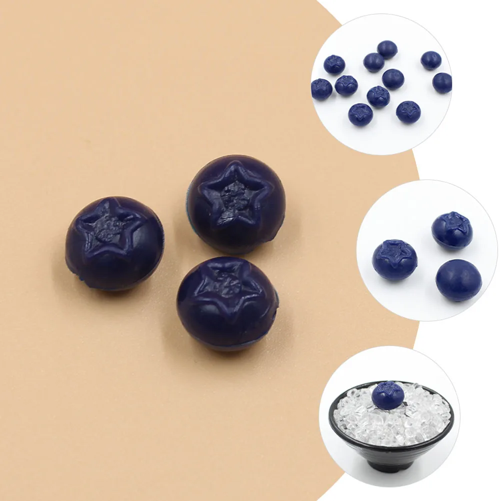 50pcs Artificial Blueberries Decor Simulation Resin Fruits Model Layout Scene Photography Props Fake Fruit Accessories