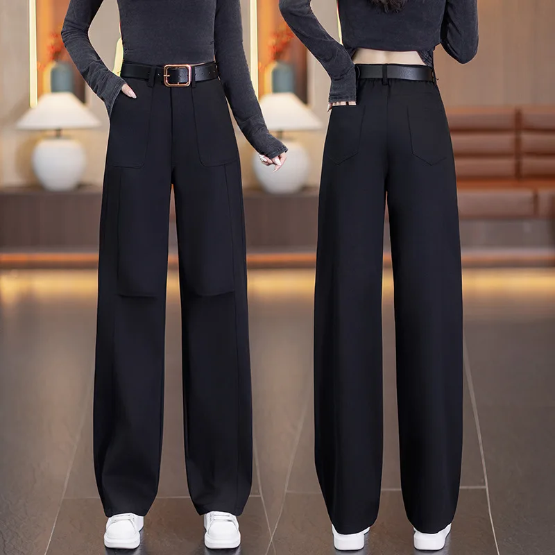 السراويل البضائع واسعة الساق للنساء، الخريف جديد الساخن بيع عالية الخصر التخسيس السراويل المستقيمة الساق، التنقل Scim تنوعا #4