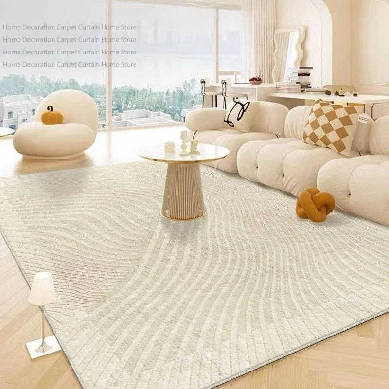 Beige Cream Minimalism Wabi Sabi Carpet Living Room Coffee Soft Fluffy Large Rug Non-slip Washable Bedroom Home Decor Floor Mats