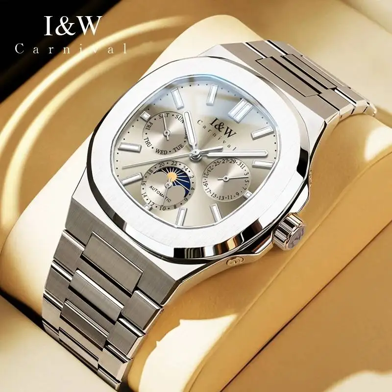 

I&W CARNIVAL Switzerland Luxury Brand Japan Import Automatic Mechanical Men's Watches Multi-function Sapphire Waterproof 55886G