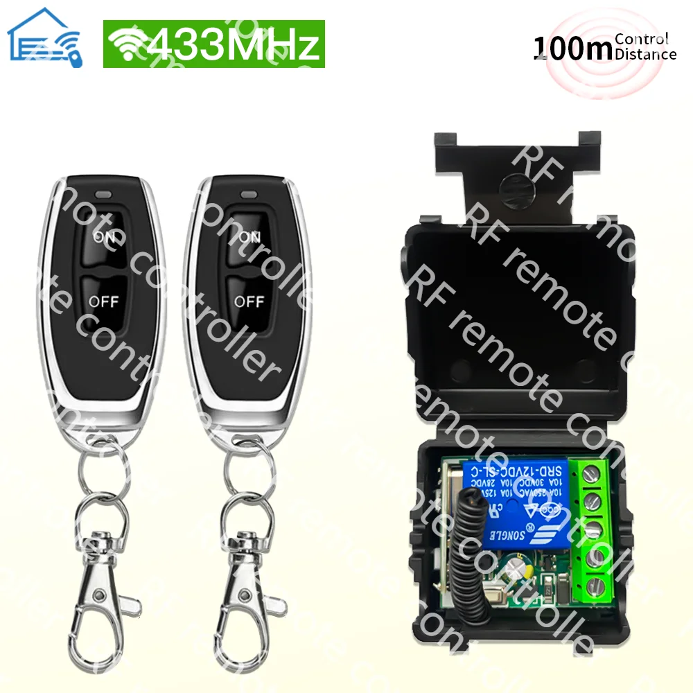 Remote Control RF433Mhz Wireless Light Switch DC 12V 1CH 10A Relay Receiver Transmitter for Door Electromagnetic Lock DIY Module