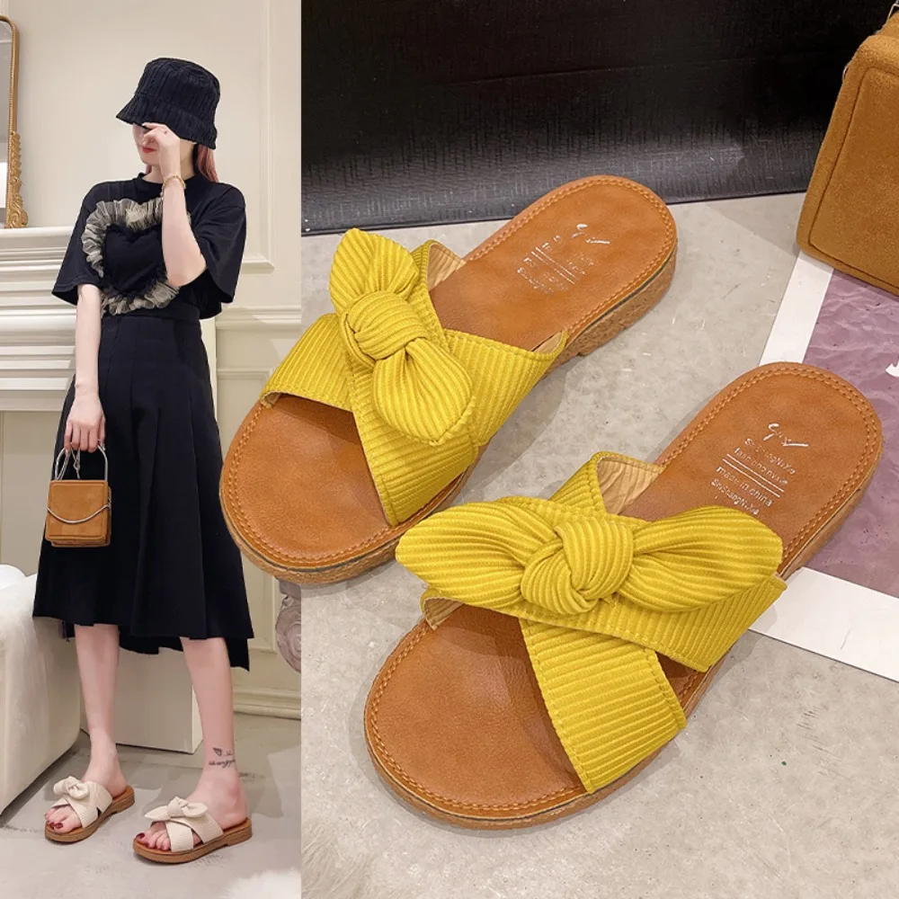 

Women Slippers Summer Sandals Casual Flat Shoes Female Bowknot Casual Summer Shoes for Women Flip Flop Flats Chaussure Femme