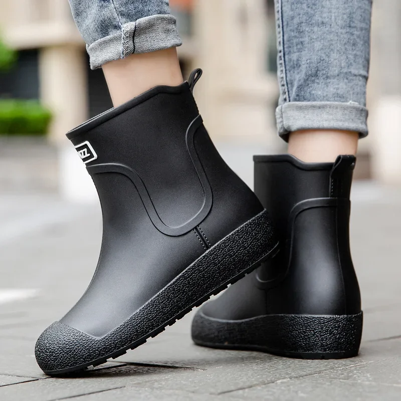 Zapatos de lluvia antideslizantes para hombre, botas de goma impermeables, botines de plataforma, Botas de lluvia antideslizantes para exteriores, zapatos de trabajo, 39