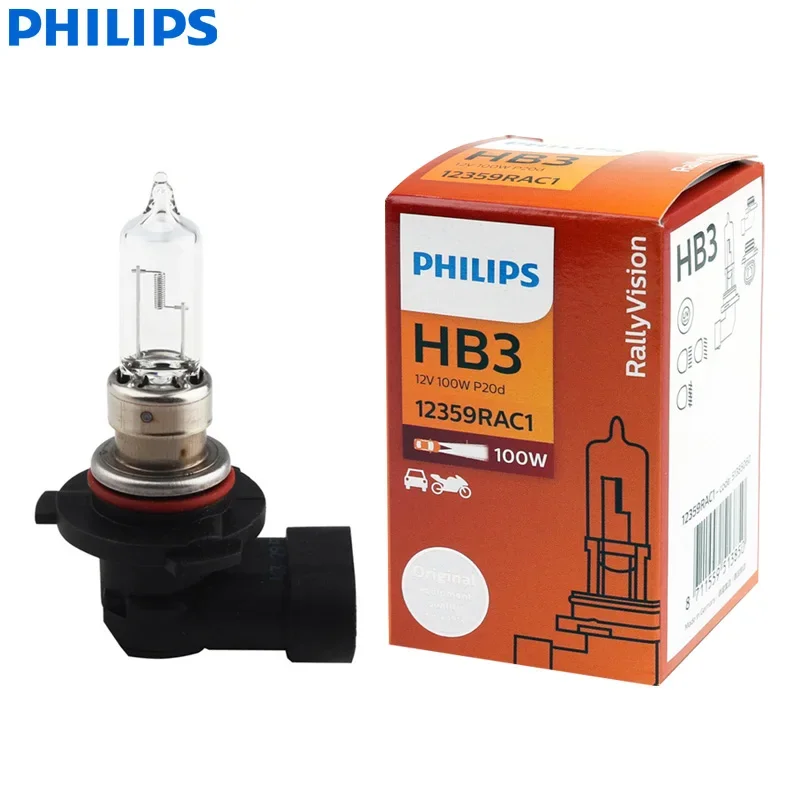 Philips H1 H3 H4 Rally Vision Off Road Bright Bulb HB3 HB4 9005 9006 High Watt 100W 70W Car Halogen Headlight Auto Fog Lamp 1x