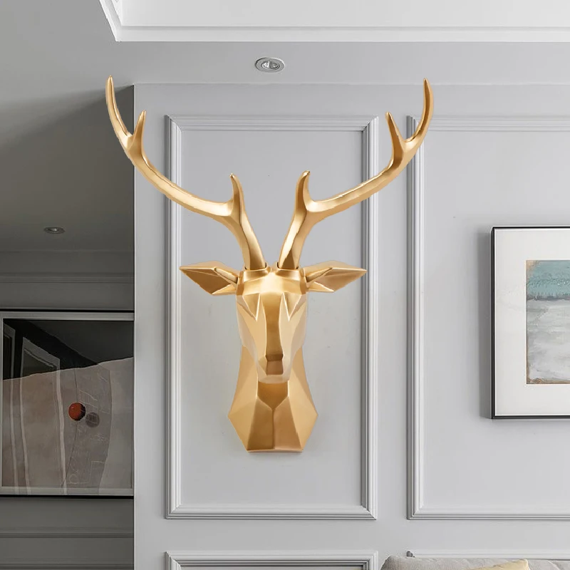 Luxurious Deer Head Wall Hanging Creative Living Room Background Wall Decoration Pendant Simple Porch Aisle Home Wall Decoration