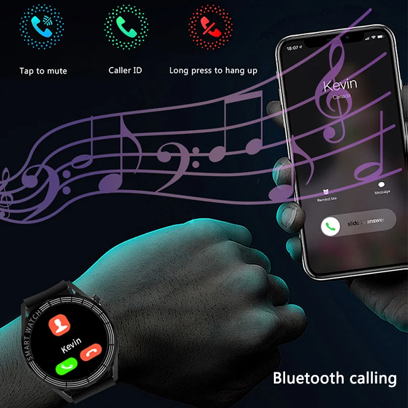 1.32 بوصة HD ساعة ذكية NFC مقاوم للماء بلوتوث دعوة BT الموسيقى الرياضية المرأة الصحة اللياقة البدنية رصد ساعة ذكية للنساء الرجال
