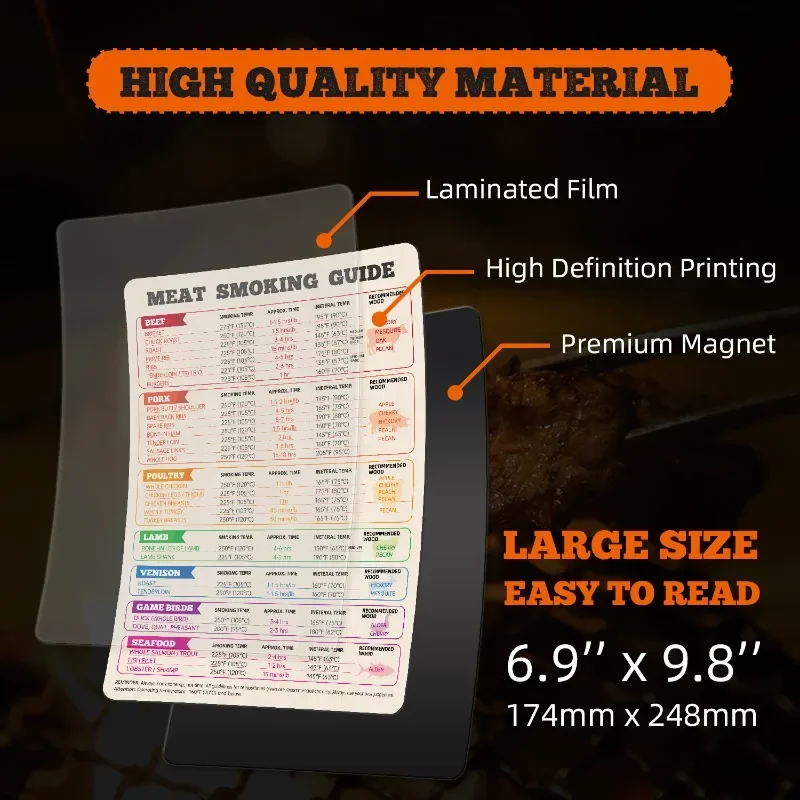 Text Fridge Magnetic Temperature Time Meat Smoking Guide Cooking Reference Tool Kitchen Accessories Waterproof Bigger PVC Fridge