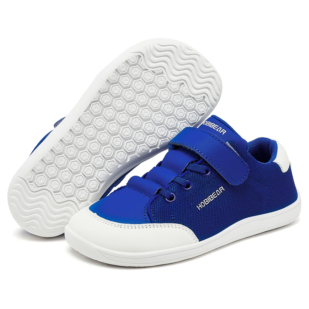 HOBIBEAR Kids Wide Toe Barefoot Shoes Boys Girls Minimalist Sneakers Lightweight Hook Loop Mesh Artificial Leather Shoes image 3