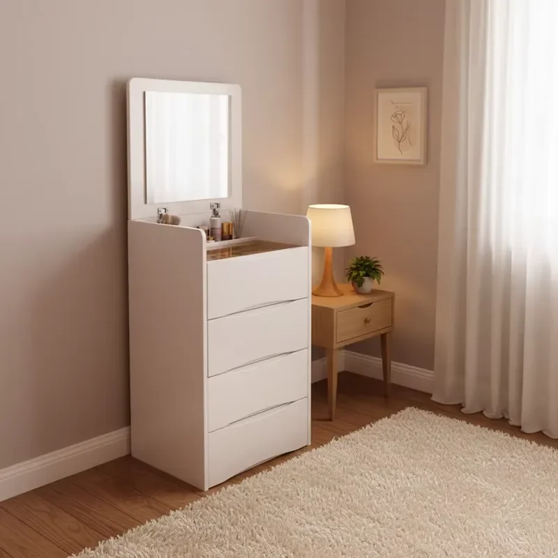 Wholesale Customization Elegant Style Foldable Design Fireproof Board Countertop Bedroom Dressing Table with Drawers and