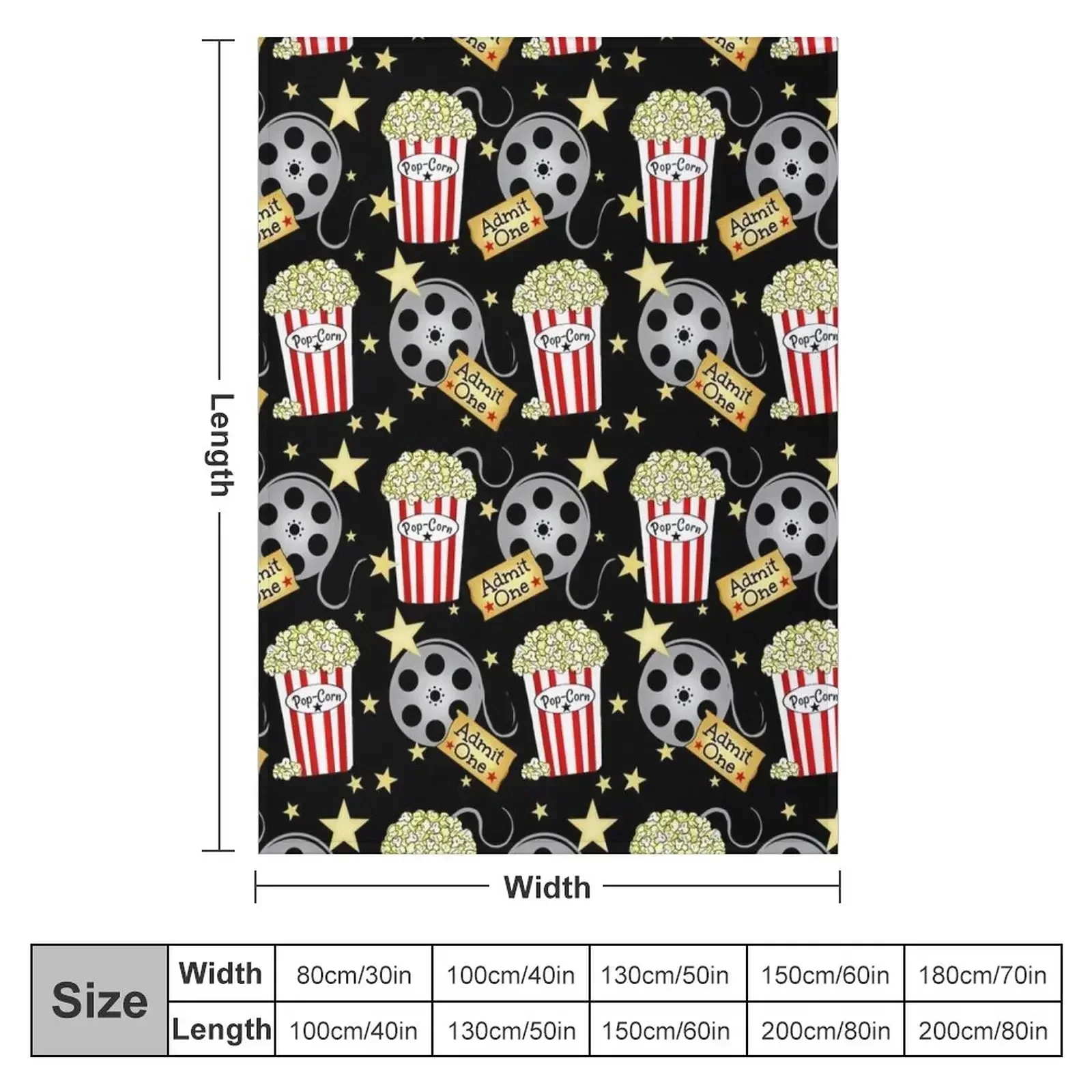 VIP Movie Night / Pop Corn Throw Blanket couch cozy soft plush fuzzy picnic outdoor blanket