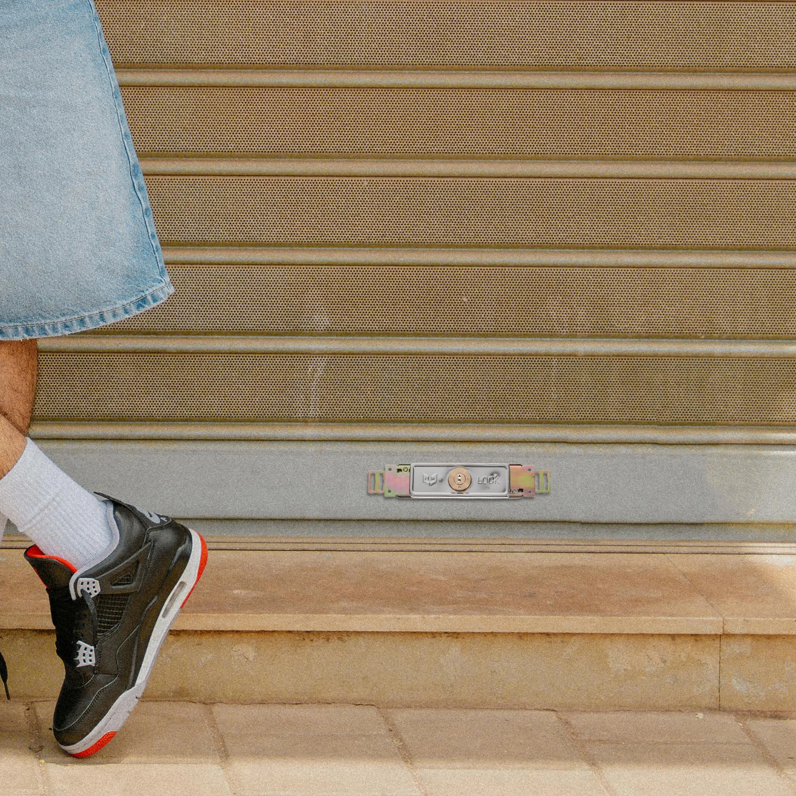 Cerradura de puerta con persiana enrollable, cerradura central con llave cruzada de acero resistente para garaje, almacén, protección antirrobo de seguridad