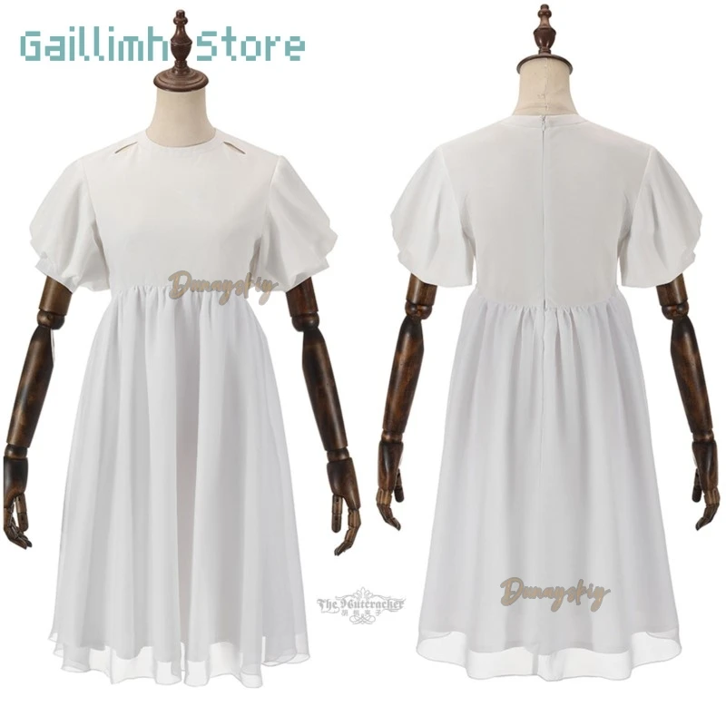 

Anime Alien Stage Sua Cosplay kostüm Wig Girl's Concert Performance Sua Halloween Party Uniform White Bubble Sleeve Dress Idol