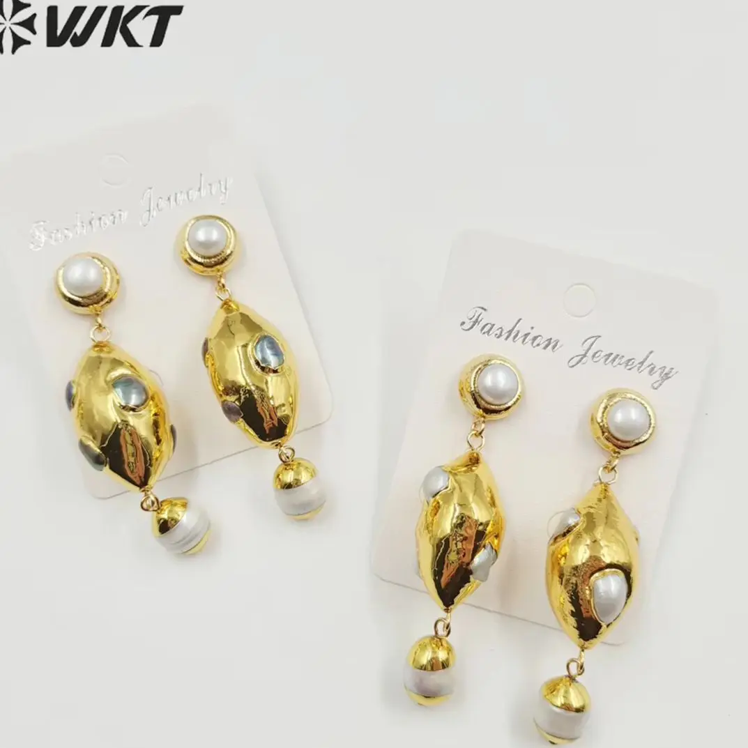 WT-MPE087 WKT 2022 Fashion Freshwater pearl earrings NEW Sale Earrings Gold-plated Noble fashion jewelry high-quality