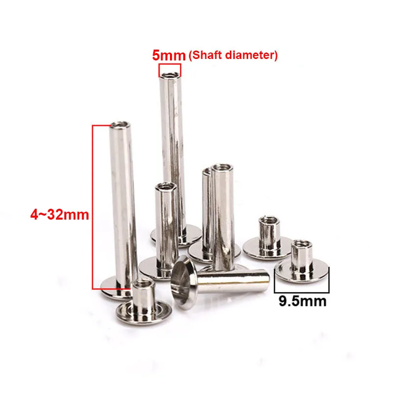 10sets Binding Chicago Screws Silver Belt Screw Nails Long Studs Rivets Leather Craft Hardware Accessories Rod Length 4~30mm