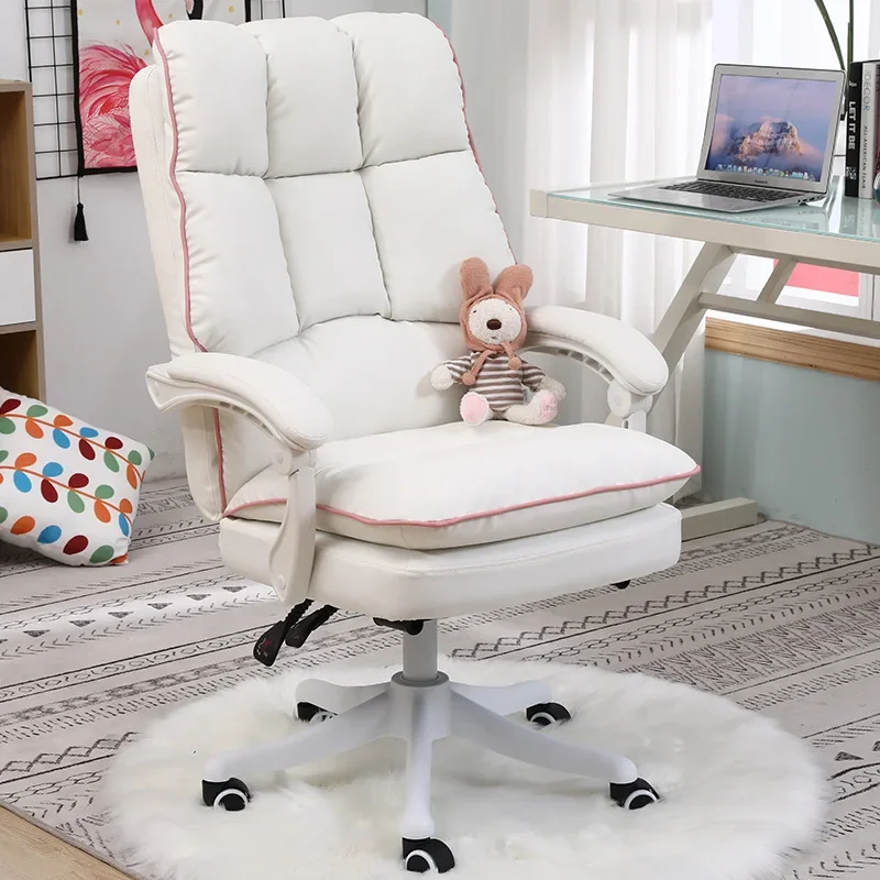 Sillón reclinable de oficina con reposapiés WCG Silla para juegos de ordenador Internet Café Gamer dormitorio estudio Rosa blanco