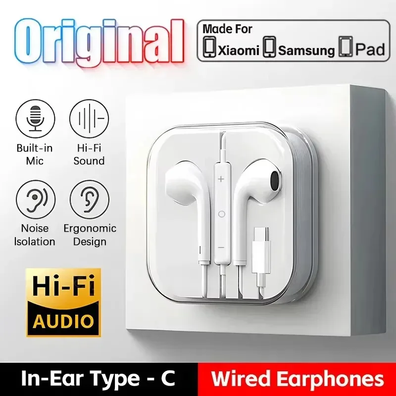 

For Xiaomi Headphones Xiaomi Mi 14 13 12 11 in-ear Earphones Redmi Note 10 9 8 7 Type C 3.5mm Wired Headset Phone Accessories
