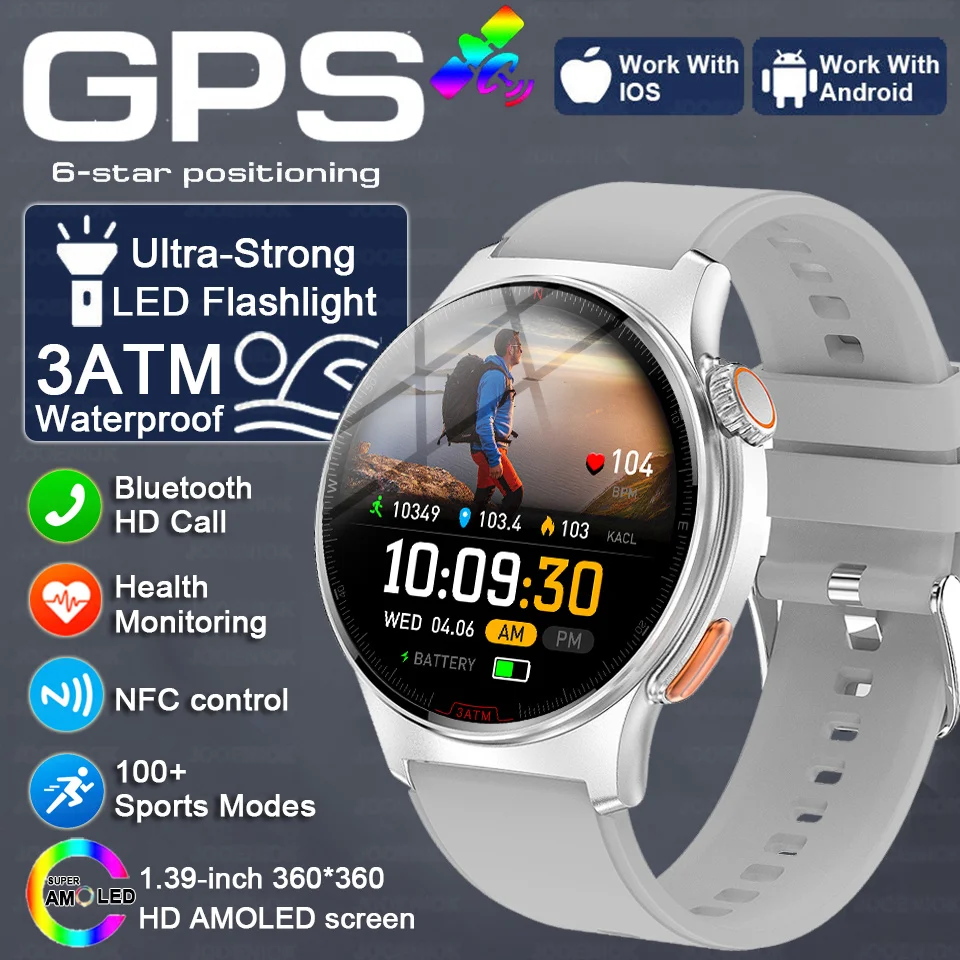 

2025 New Military Outdoor Smart Watch Men's GPS NFC Control Bluetooth Call 1.39'' Health Sports Bracelet Waterproof Smartwatch