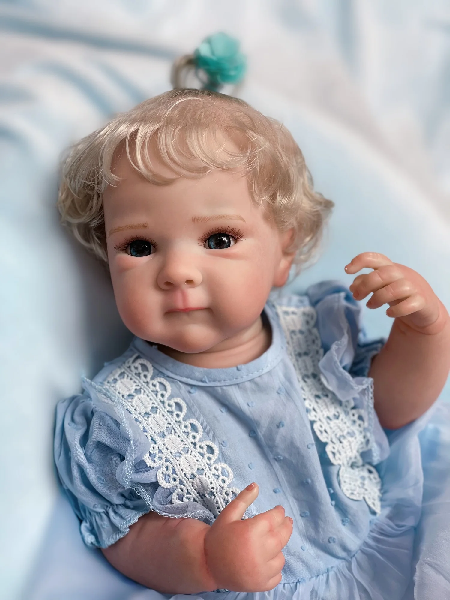 18-20 Zoll offene Augen Bettie Reborn Baby Mädchen Puppe wasserdichte Vinyl Puppe mit verwurzelten weißen Haaren handgemachte lebensechte echte Bebe Reborn