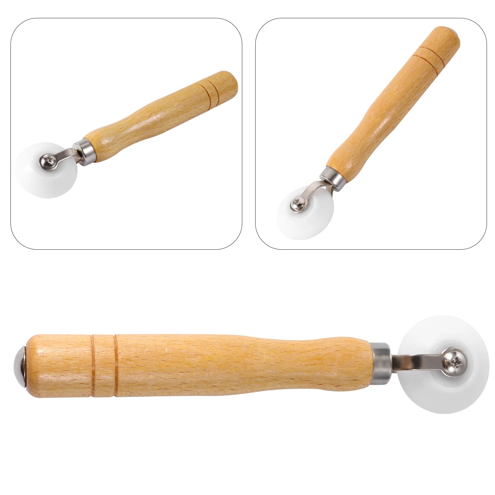 Hand Pressure Roller Wheel Rollers Construction Tool Pu Wooden Wallpaper Handle