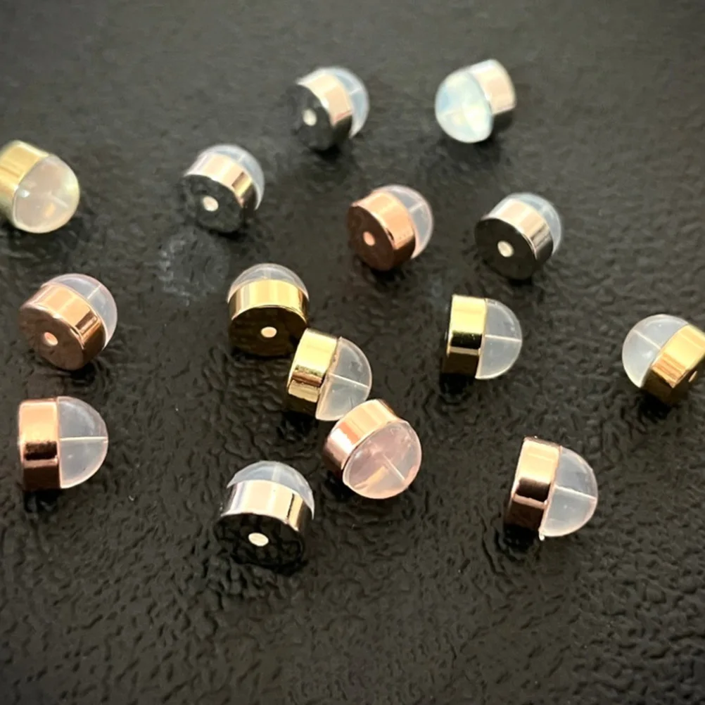 

12pcs Earring Backs Studs Safety Locking Hooks Golden Metal Earplugs Durable Wear Resistant Jewelry Accessories