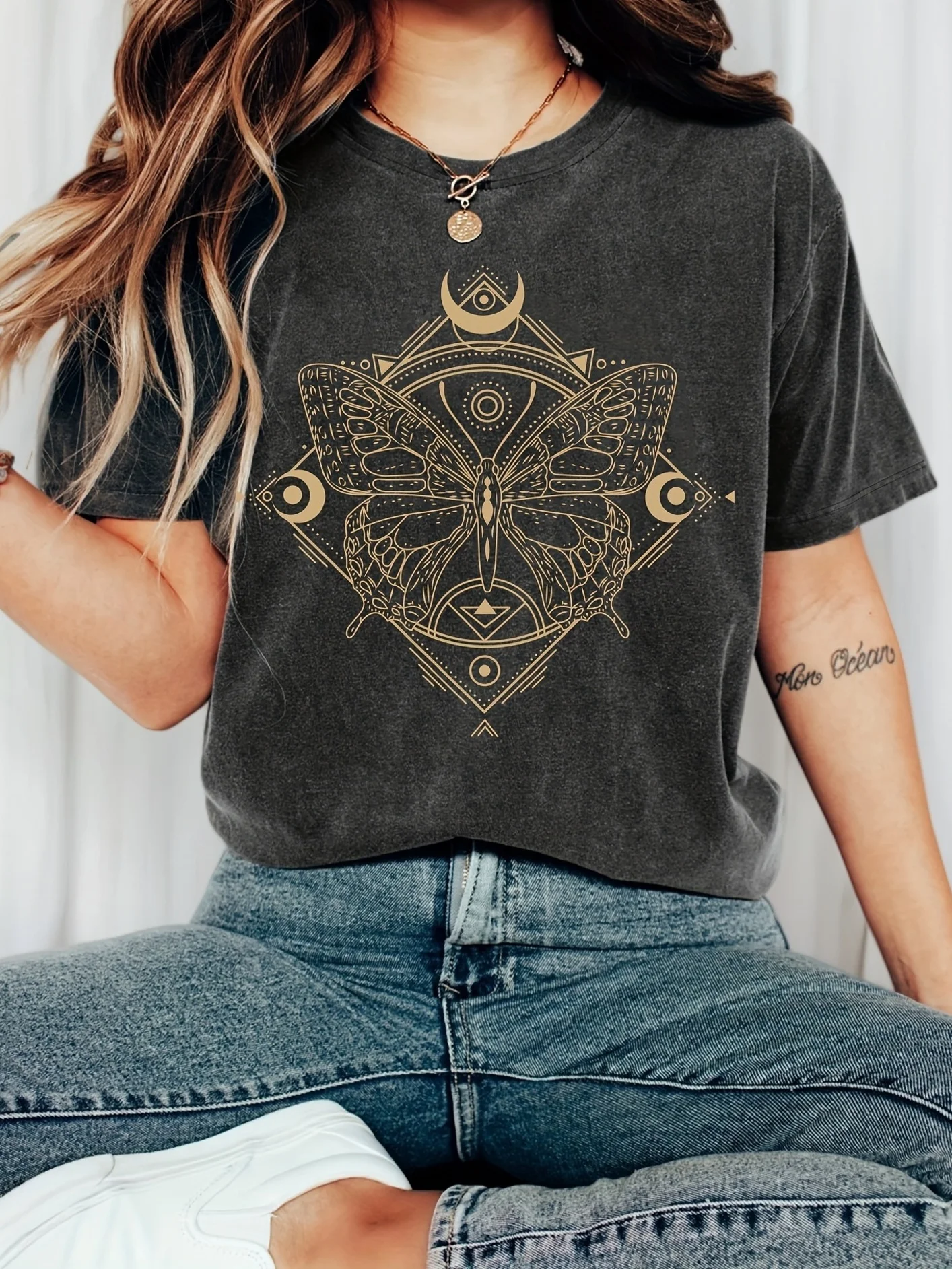 

Женская летняя футболка больших размеров с ретро-принтом бабочки, хлопковая, дышащая, стильная, универсальная, в уличном стиле, оверсайз