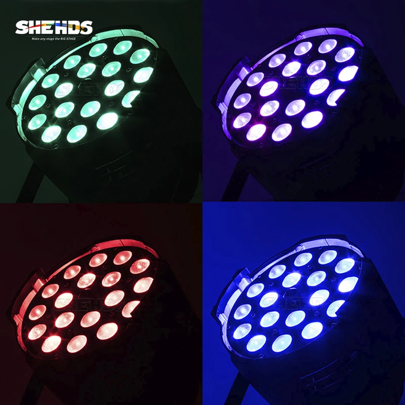 Imagem -06 - Shehds Peças 18x18w Led Zoom Par Rgbwauv em Luz Dmx512 Luzes de Lavagem para dj Discoteca Festa Casamento Boate Iluminação de Palco