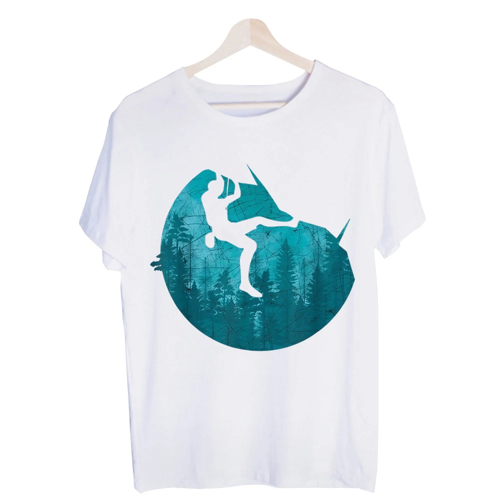 Men's Rock Climbing Nature Graphic Tee, Short Sleeve Crew Neck T-Shirt for Outdoor Casual and Adventure Wear