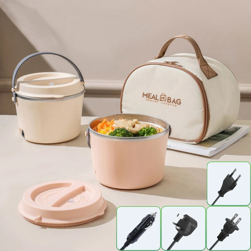 

EU UK US Car Plug Electric Heating Lunch Box 304 Stainless Steel School Office 220V 110V Car Truck 12V 24V Food Warmer Bento Box