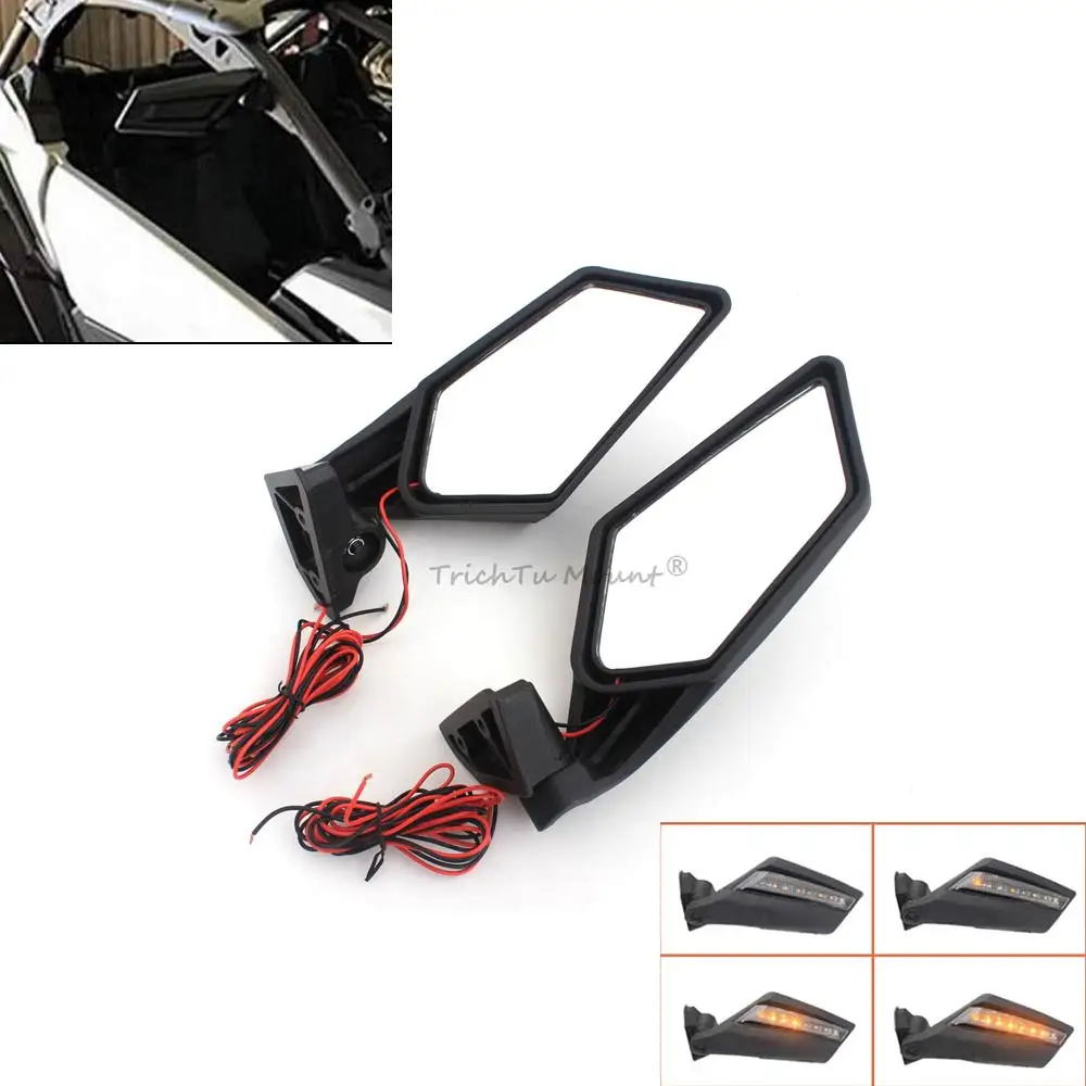 

UTV Side Mirrors W/ LED Turn Signal Light For Can-Am Maverick X3 Max XDS XRS 4x4 Turbo R 2017-2024 Rearview