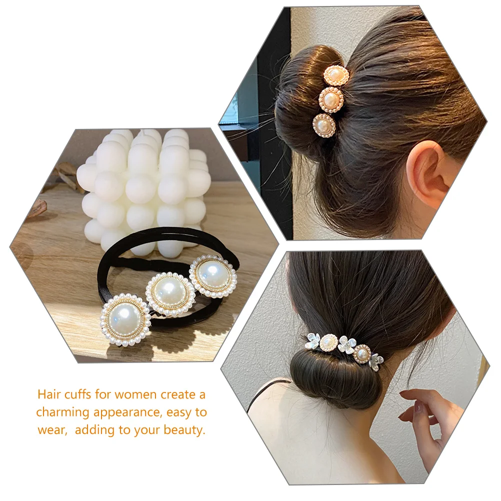 

4pcs Thick Ties Elastic Ponytail Holders Scrunchies Decorative Accessories Women Girls Hairstyles Long Short Curly Straight
