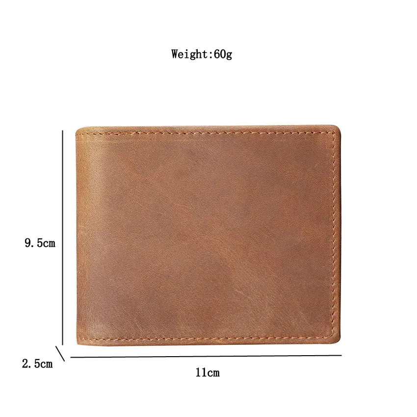 Vintage Genuine Leather Men's Wallets Handmade Folding Multi Slot Card Bag Billfold Coin Purse Short Wallet