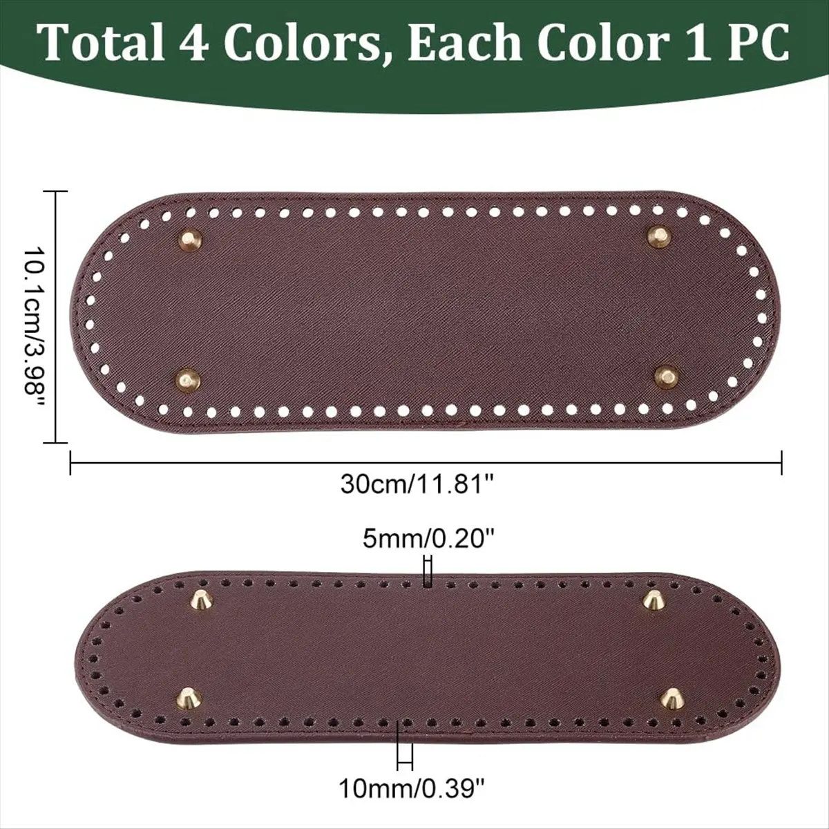 ABQR 4Pcs Bag Bottom Base Pads, 4 Colors Oval Crochet Bag Bottom PU Leather Bottom Shaper Pad 10x4.7inch