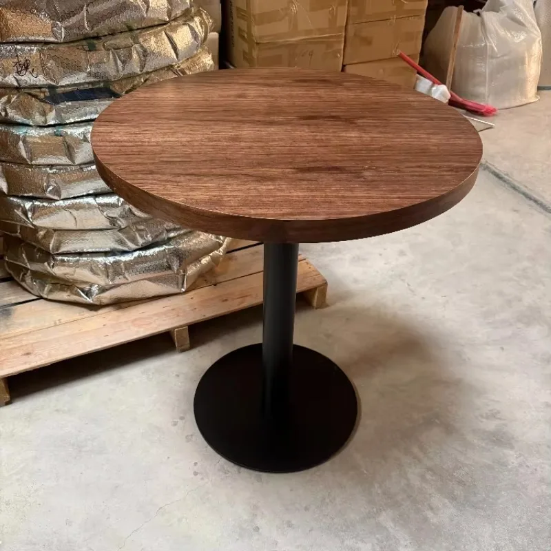 Vintage Style Size Custom Make Round Solid Wood Dining Table and Chair for Coffee Shop and Western Restaurant