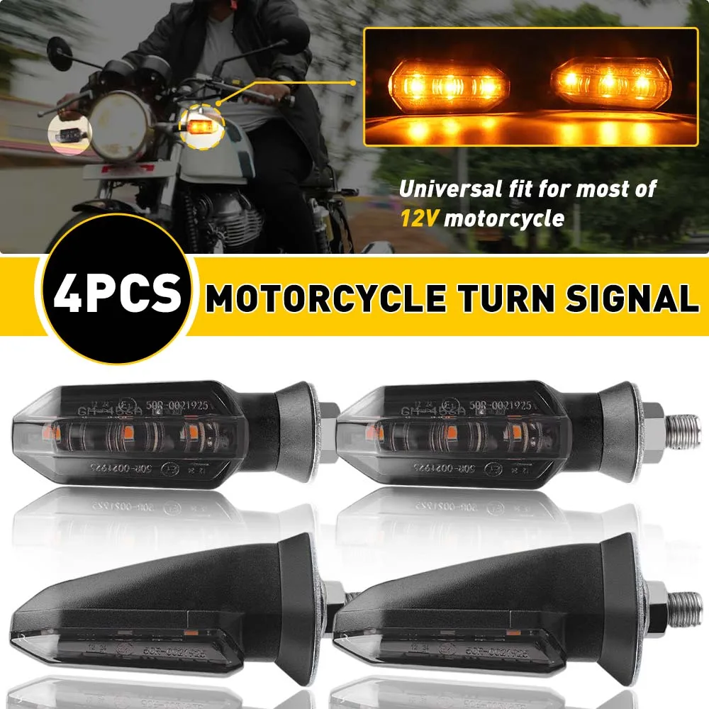 

4Pcs Motorcycle Turn Signals Light Led Amber 12V Front Rear Motorbike Indicators Bulb Directional Warning Lamp Mini Universal