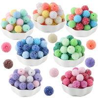 Kovict 20pcs 16/18/20mm Round Sugar Sand Acrylic Bead Resin Ball  For Jewelry Making DIY Handmade Bracelets Fashion Accessories