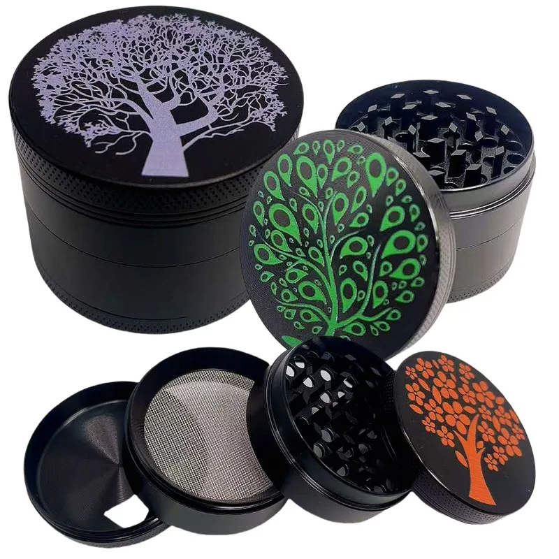 1.6/2in Metal Season Tree Herb Grinder Boho Tree Spice Pepper Mill Tobacco Grass Raw Grinder Smoking Tool Cigarette Accessories