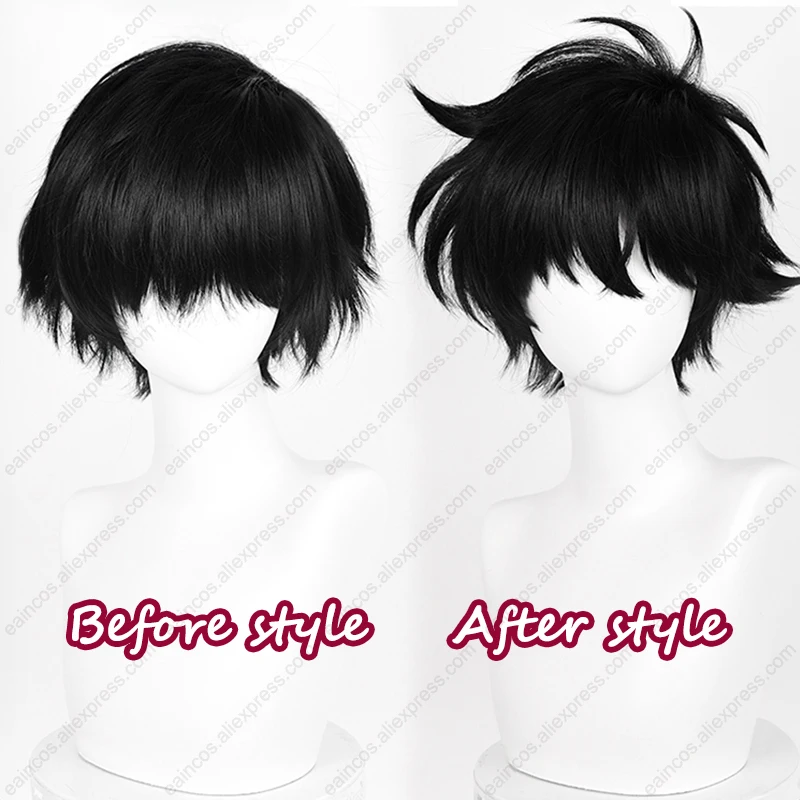 Kaito Kuroba Cosplay Wig 28cm Black Fluffy Short Hair Heat Resistant Synthetic Wigs