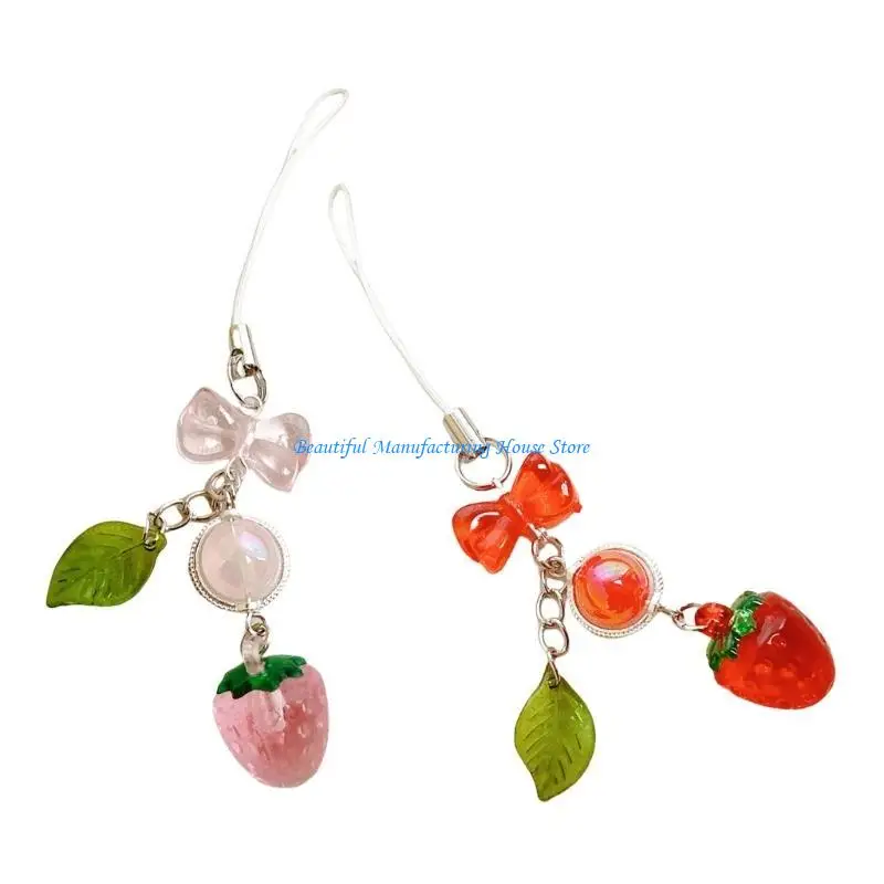 

E56A Strawberry Leaf Phone Strap Stylish Phone Strap Lanyard for Travel