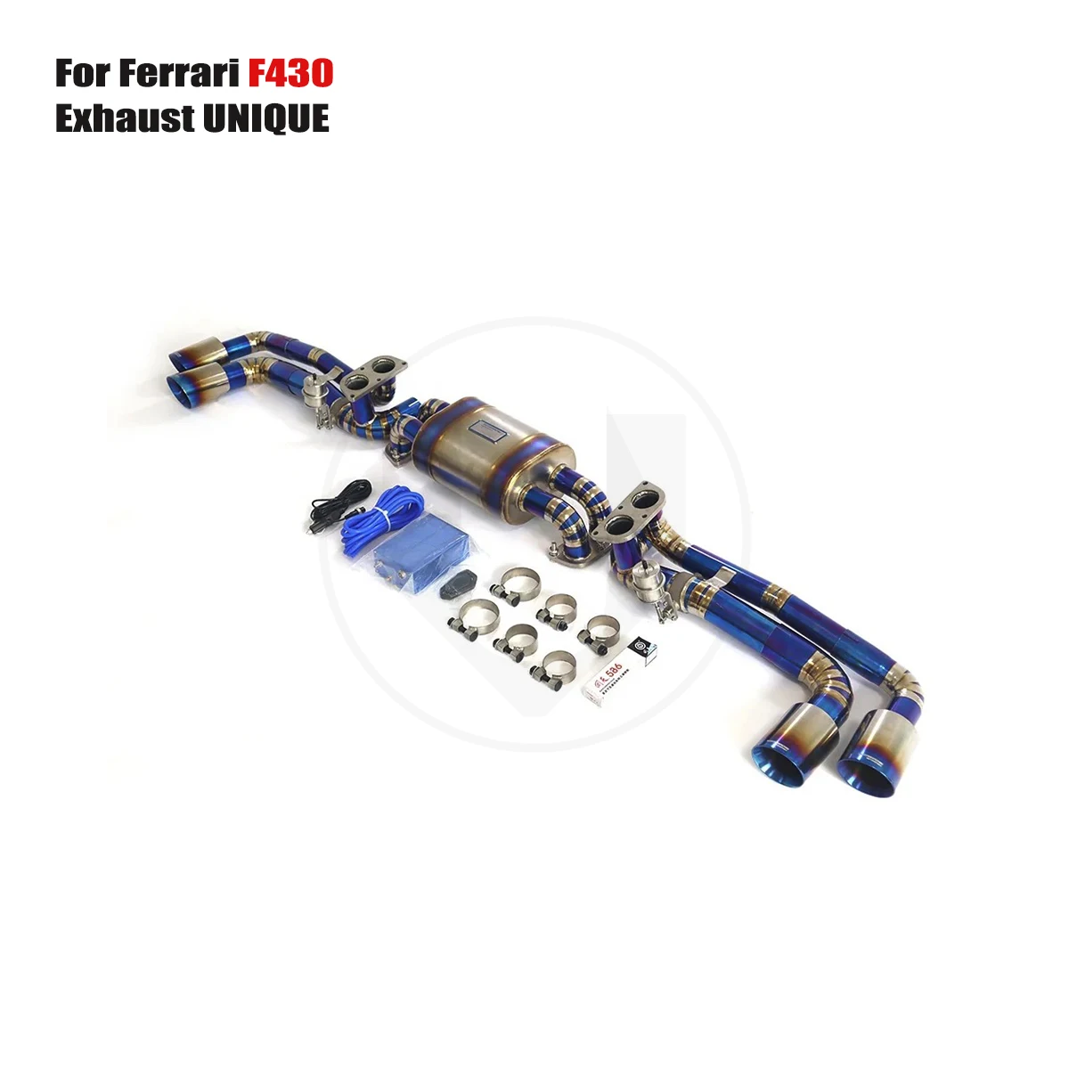 UNIQUE Designs 2005-2008 Ferrari F430 4.3L TC4 titanium sports Valved  Exhaust System