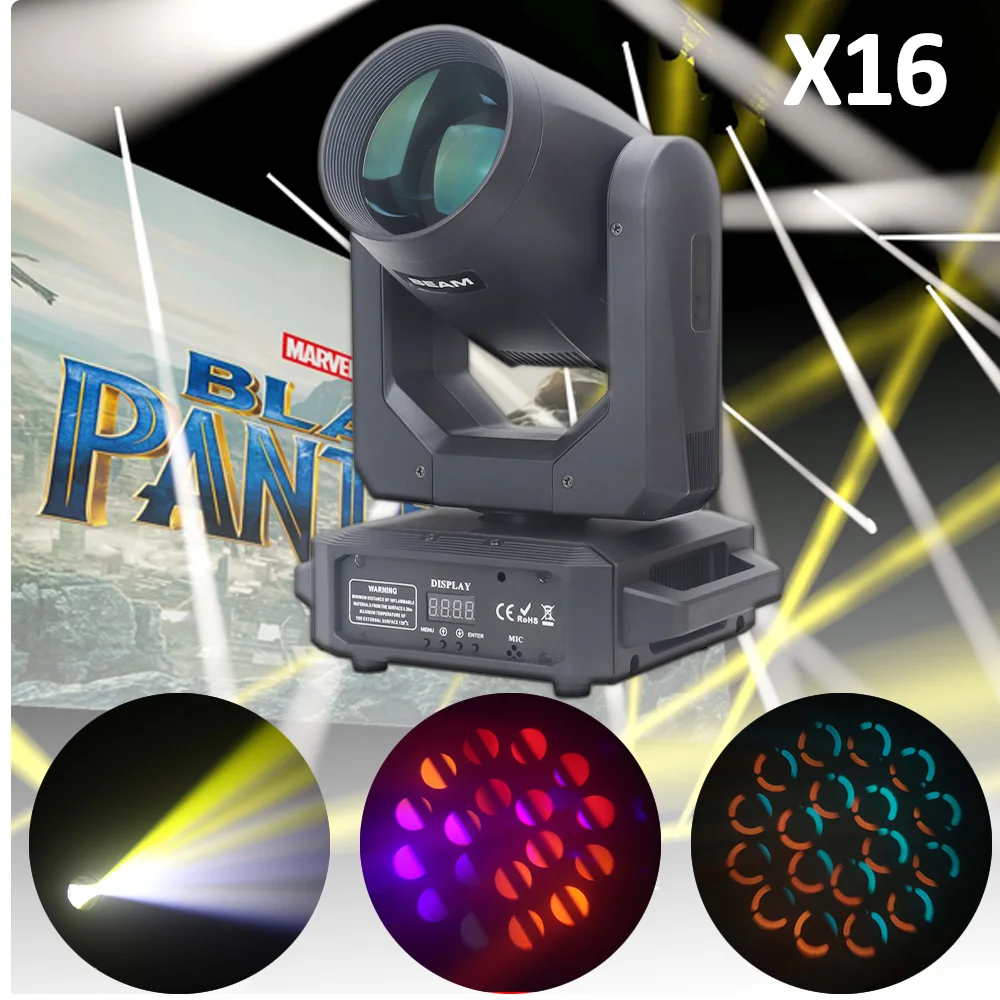 16PCS 200W LED Beam Gobo Moving Head Stage Light Dazzling Effect DMX512 For Club KTV Disco DJ Party Lighting Moving Head Lyre