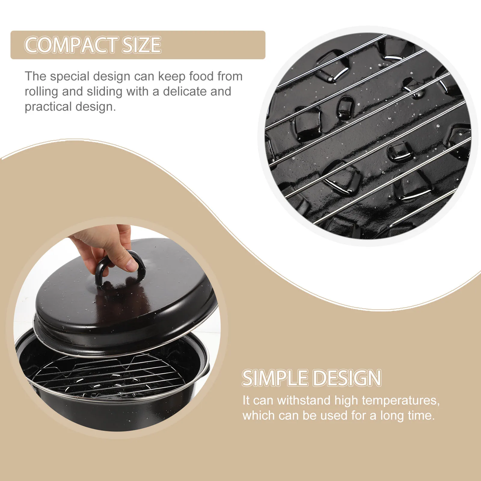 

Multi function Roasting Pot Enamel Baking Dish Kitchen Cooking Supply Turkey Plate High Temperature Resistant Roasted Corn Sweet